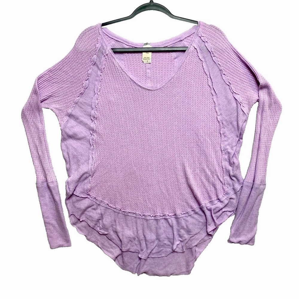 We The Free Top Womens Medium Purple Long Sleeve Knit CrochetPullover